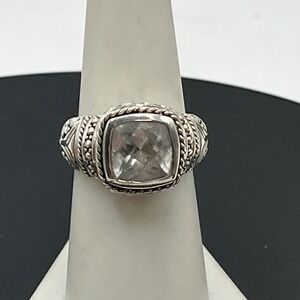 Samuel Benham BJC  Cushion Cut Topaz Balinese Sterling Silver 925 Ring sz Sz 7.5
